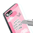 anti social social club pink edition back phone cover | glass case for iphone 16e
