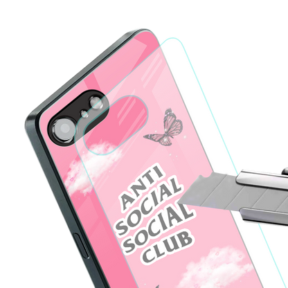 anti social social club pink edition back phone cover | glass case for iphone 16e