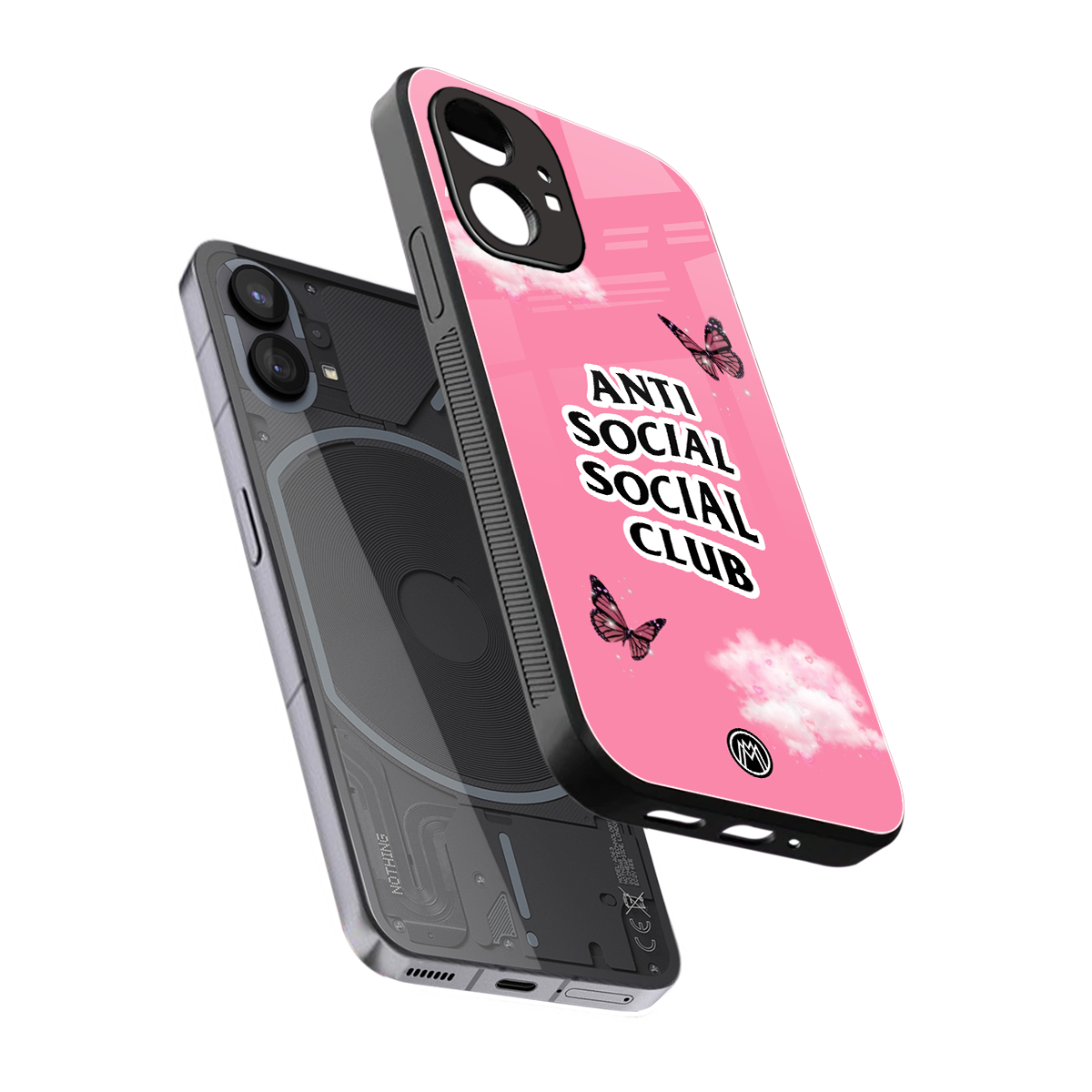 anti social social club pink edition back phone cover | glass case for nothing phone 1