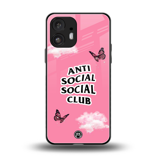 anti social social club pink edition back phone cover | glass case for nothing phone 2