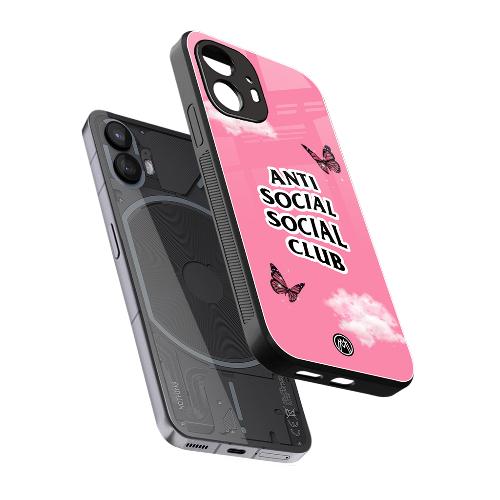 anti social social club pink edition back phone cover | glass case for nothing phone 2