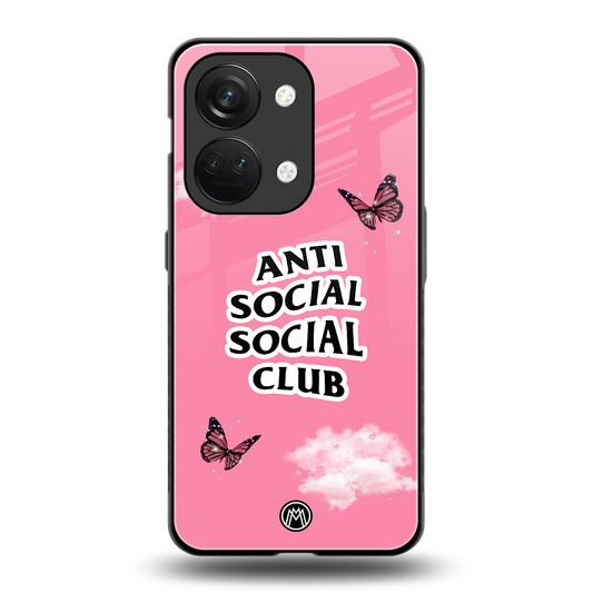 anti social social club pink edition back phone cover | glass case for oneplus nord 3