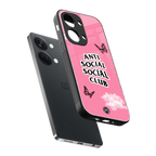 anti social social club pink edition back phone cover | glass case for oneplus nord 3