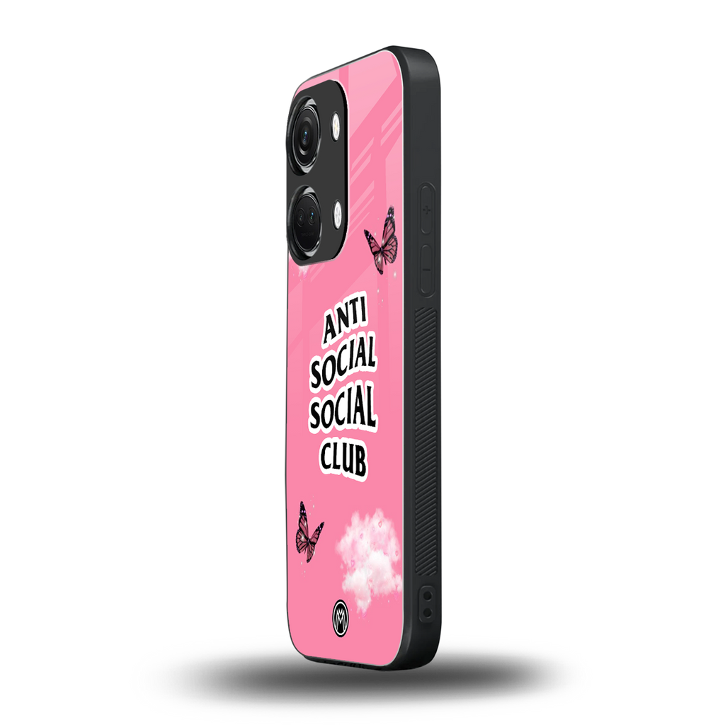 anti social social club pink edition back phone cover | glass case for oneplus nord 3