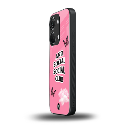 anti social social club pink edition back phone cover | glass case for oneplus nord 3
