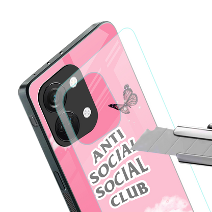 anti social social club pink edition back phone cover | glass case for oneplus nord 3