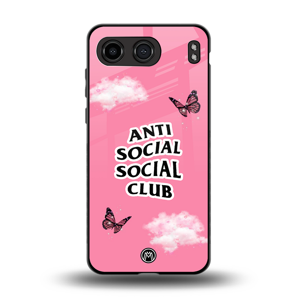 anti social social club pink edition back phone cover | glass case for oneplus nord 4