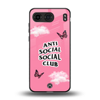 anti social social club pink edition back phone cover | glass case for oneplus nord 4