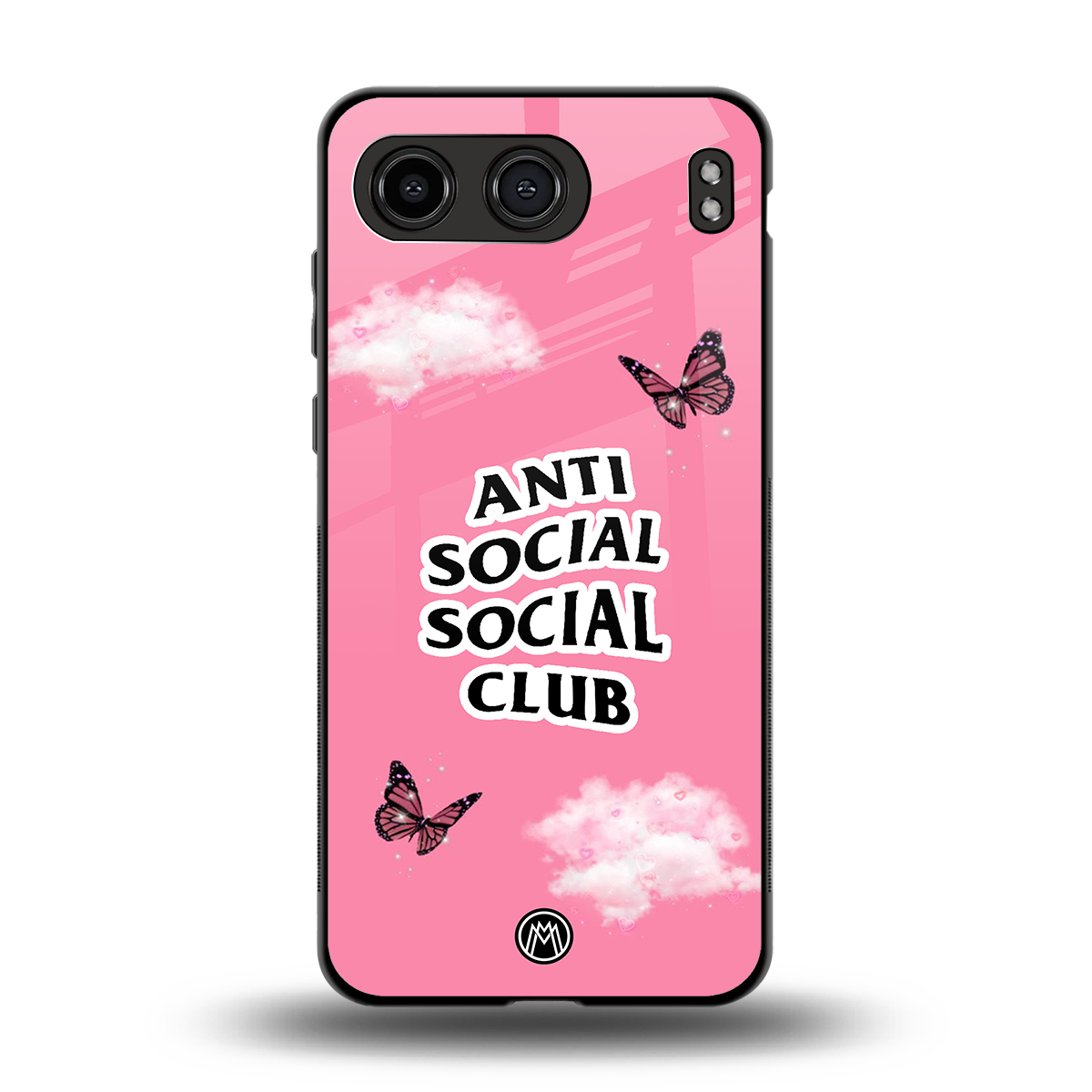 anti social social club pink edition back phone cover | glass case for oneplus nord 4