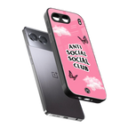 anti social social club pink edition back phone cover | glass case for oneplus nord 4