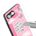 anti social social club pink edition back phone cover | glass case for oneplus nord 4