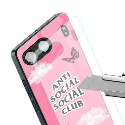 anti social social club pink edition back phone cover | glass case for oneplus nord 4