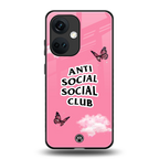 anti social social club pink edition back phone cover | glass case for oneplus nord ce 3