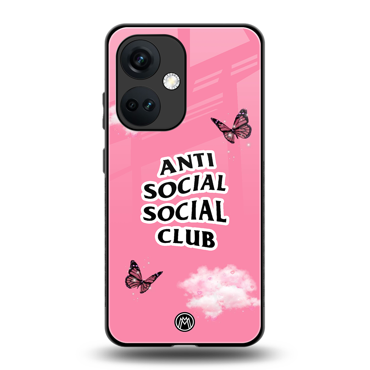 anti social social club pink edition back phone cover | glass case for oneplus nord ce 3