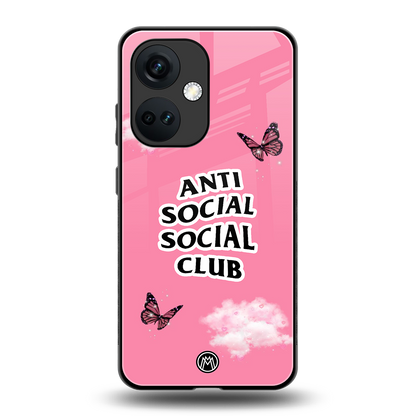 anti social social club pink edition back phone cover | glass case for oneplus nord ce 3