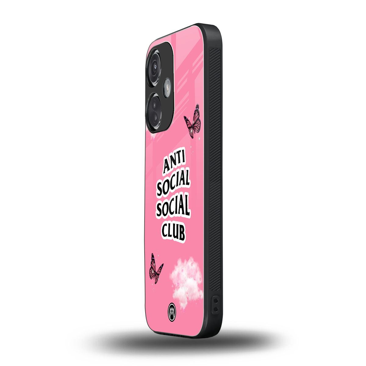 anti social social club pink edition back phone cover | glass case for oneplus nord ce 3