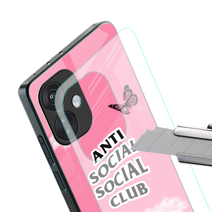 anti social social club pink edition back phone cover | glass case for oneplus nord ce 3