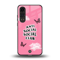 anti social social club pink edition back phone cover | glass case for oneplus nord ce 4 lite