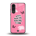 anti social social club pink edition back phone cover | glass case for oneplus nord ce 4 lite