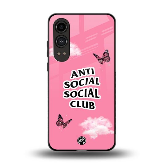 anti social social club pink edition back phone cover | glass case for oneplus nord ce 4 lite