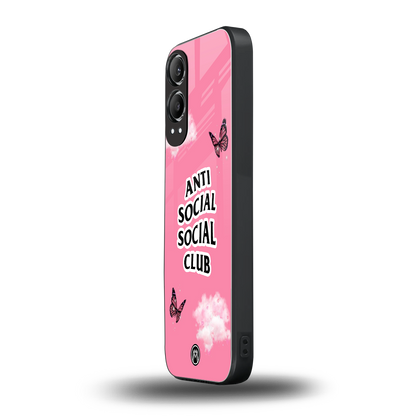 anti social social club pink edition back phone cover | glass case for oneplus nord ce 4 lite
