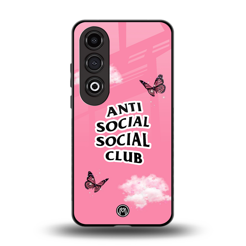 anti social social club pink edition back phone cover | glass case for oneplus nord ce 4