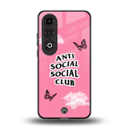 anti social social club pink edition back phone cover | glass case for oneplus nord ce 4