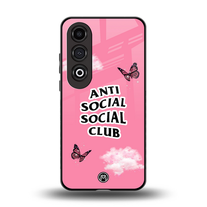anti social social club pink edition back phone cover | glass case for oneplus nord ce 4
