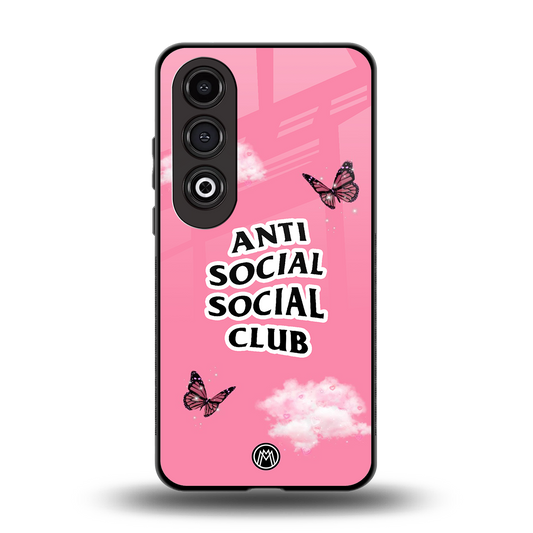 anti social social club pink edition back phone cover | glass case for oneplus nord ce 4