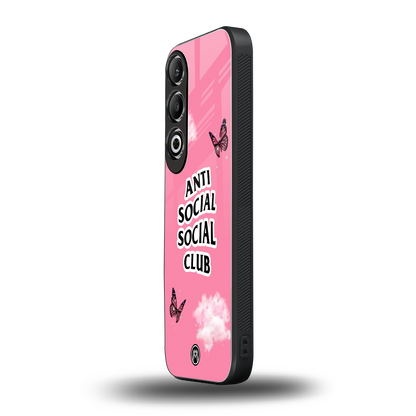 anti social social club pink edition back phone cover | glass case for oneplus nord ce 4