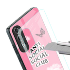 anti social social club pink edition back phone cover | glass case for oneplus nord ce 4