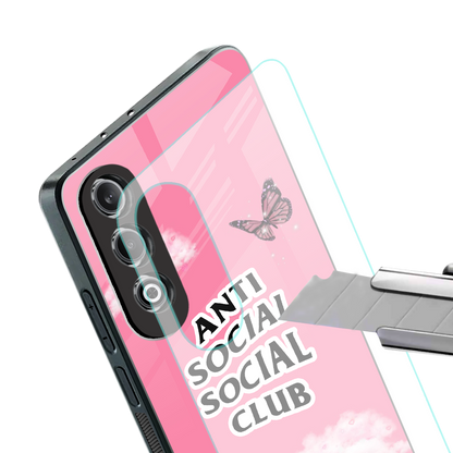anti social social club pink edition back phone cover | glass case for oneplus nord ce 4