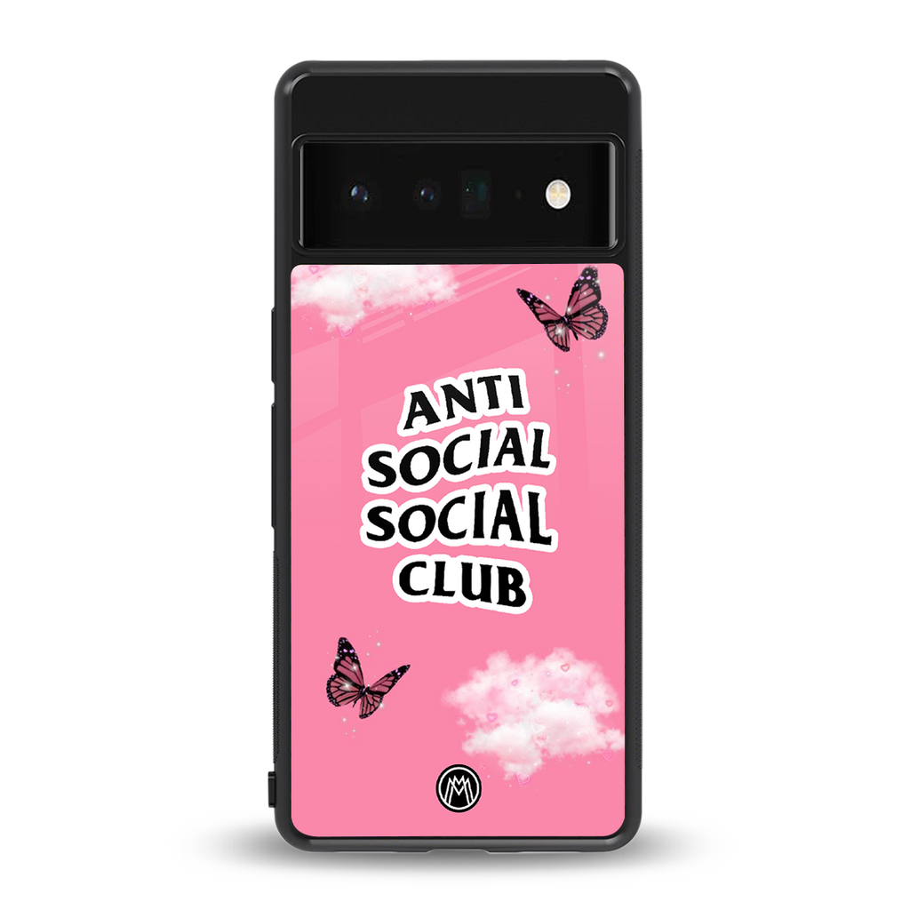 anti social social club pink edition back phone cover | glass case for google pixel 6 pro
