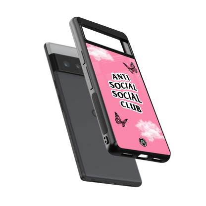 anti social social club pink edition back phone cover | glass case for google pixel 6 pro