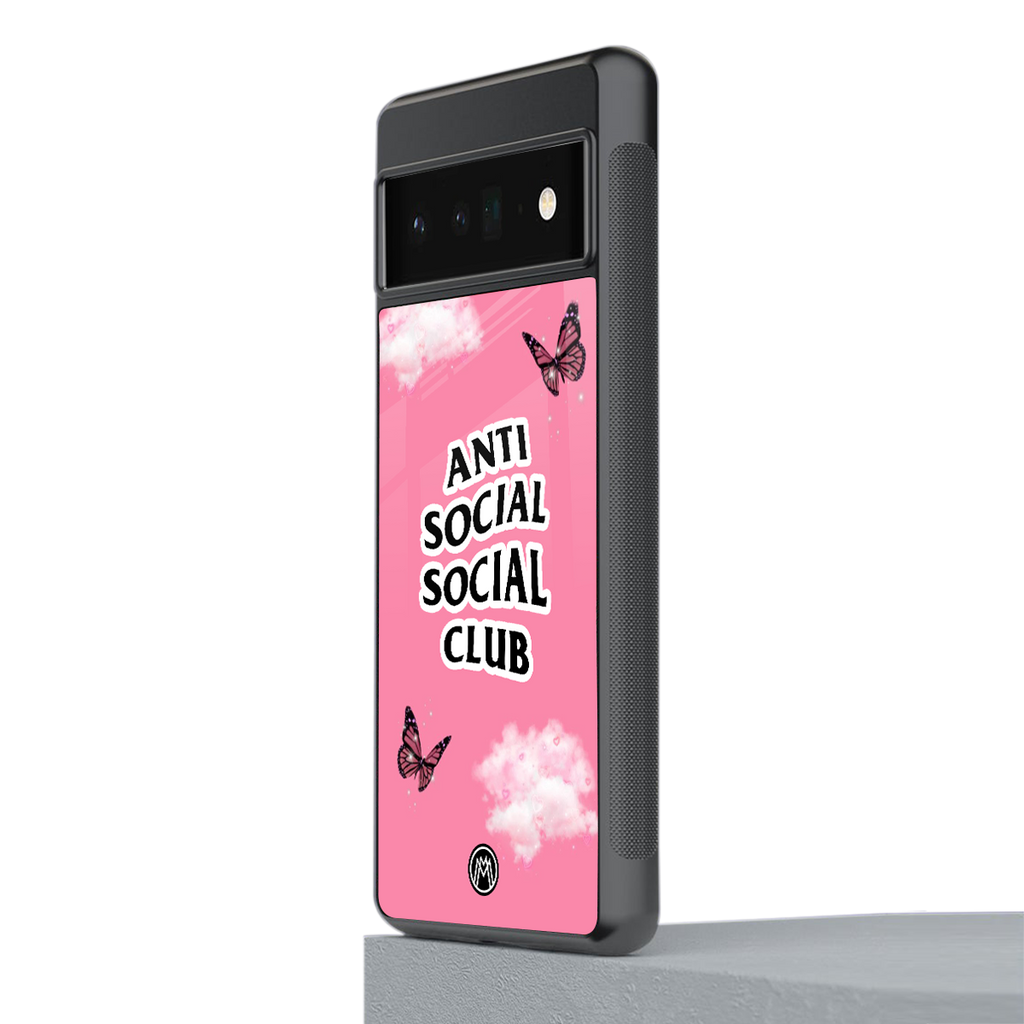 anti social social club pink edition back phone cover | glass case for google pixel 6 pro