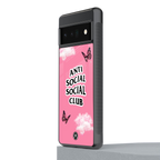 anti social social club pink edition back phone cover | glass case for google pixel 6 pro