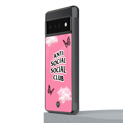 anti social social club pink edition back phone cover | glass case for google pixel 6 pro