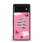 anti social social club pink edition back phone cover | glass case for google pixel 6