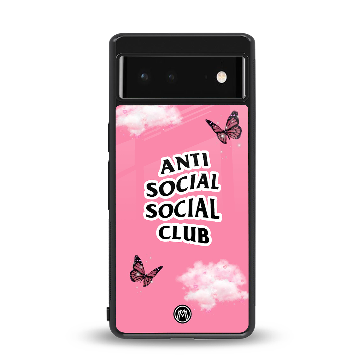 anti social social club pink edition back phone cover | glass case for google pixel 6