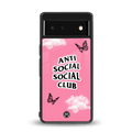 anti social social club pink edition back phone cover | glass case for Google Pixel 6A