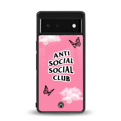 anti social social club pink edition back phone cover | glass case for Google Pixel 6A