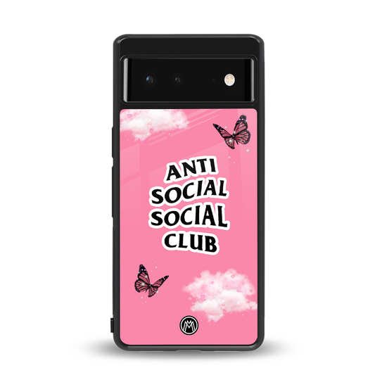 anti social social club pink edition back phone cover | glass case for Google Pixel 6A
