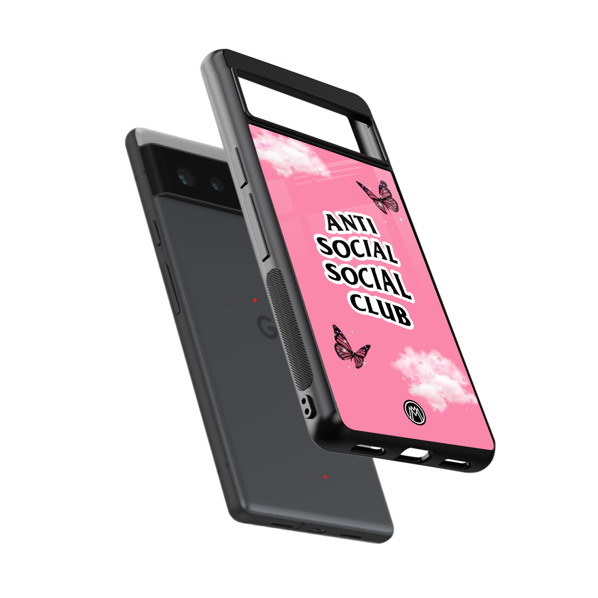 anti social social club pink edition back phone cover | glass case for google pixel 6