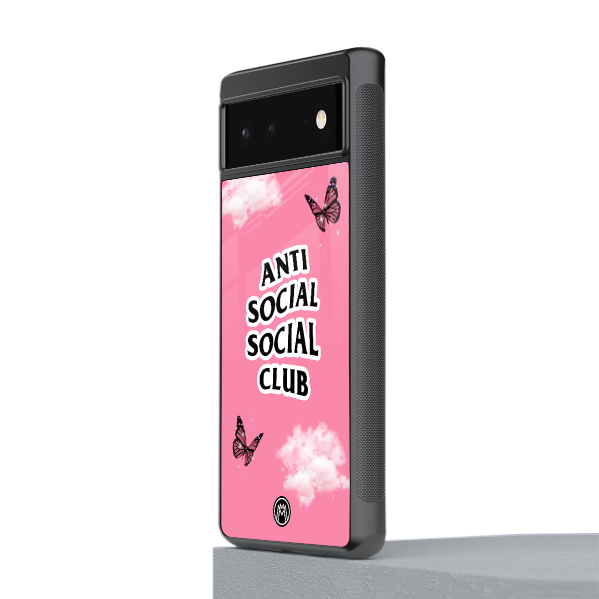 anti social social club pink edition back phone cover | glass case for google pixel 6
