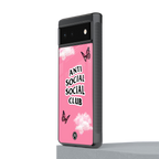 anti social social club pink edition back phone cover | glass case for Google Pixel 6A