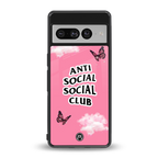 anti social social club pink edition back phone cover | glass case for google pixel 7 pro