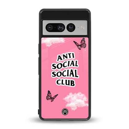 anti social social club pink edition back phone cover | glass case for google pixel 7 pro