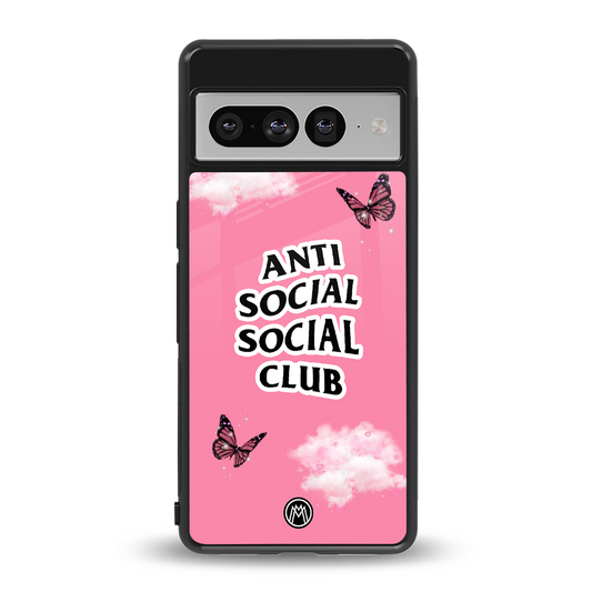 anti social social club pink edition back phone cover | glass case for google pixel 7 pro