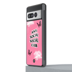 anti social social club pink edition back phone cover | glass case for google pixel 7 pro