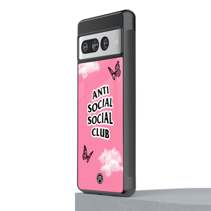 anti social social club pink edition back phone cover | glass case for google pixel 7 pro